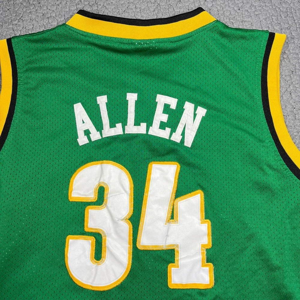 Adidas Seattle SuperSonics Ray Allen 34 NBA Jersey Green Yellow Mens Medium +2